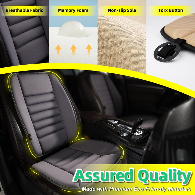 kingphenix Car Seat Cushion with Back Support Pillow: Enhanced Comfort Memory Foam Design for Pain Relief  Ideal for Drivers and Office Use - Ergonomic Lumbar Comfort for Long Sitting - Dark Grey - Image 3